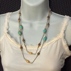 Brighton Gold and Turquoise Beaded Necklace 120
